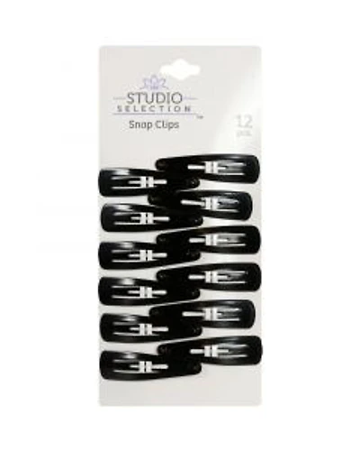Studio Selection Snap Hair Black Clips, 12 Pieces