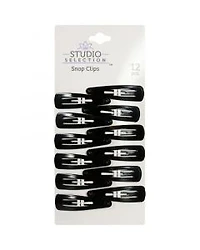 Studio Selection Snap Hair Black Clips, 12 Pieces