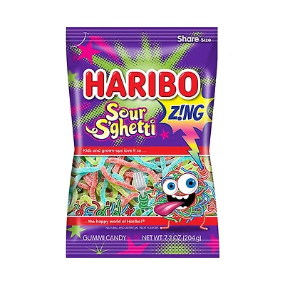 Haribo Sour S'ghetti Z!ng Gummy Candy, 4 oz.
