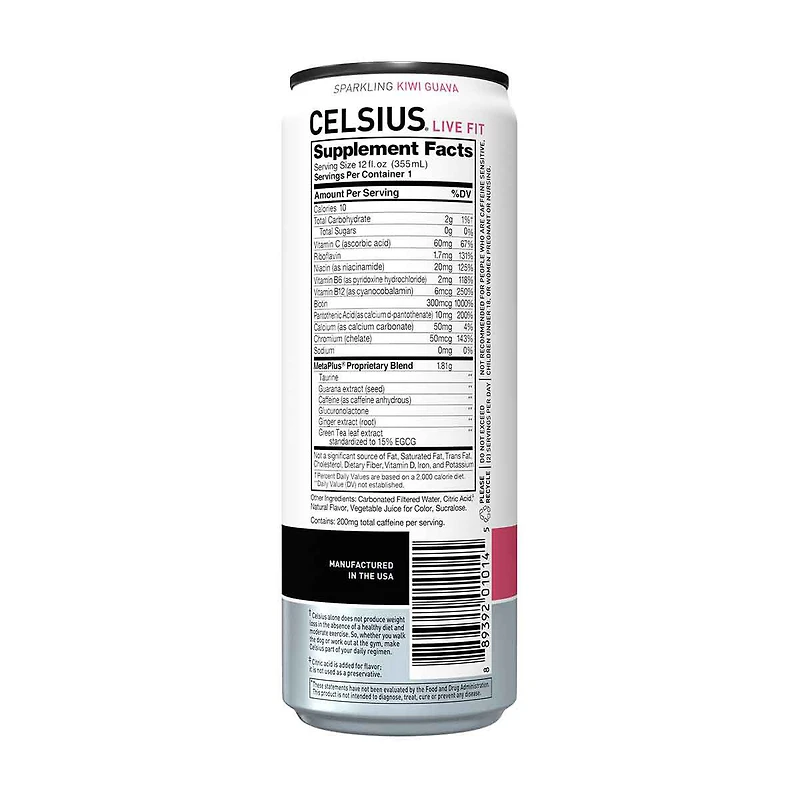 Celsius Sparkling Kiwi Guava Energy Drink , 12 fl. oz.