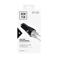 GENTEK Black Dual-Port USB Car Charger