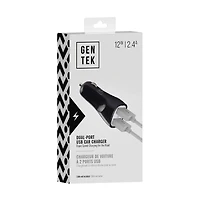 GENTEK Black Dual-Port USB Car Charger