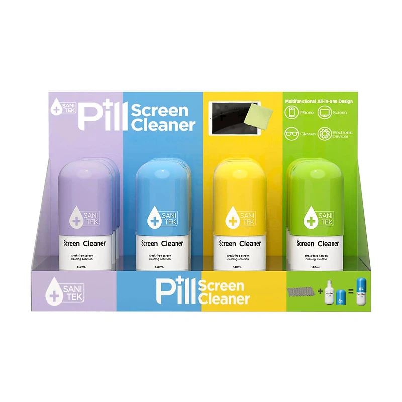 Sani Tek Pill Streak-Free Screen Cleaner, 140 ml, Assorted