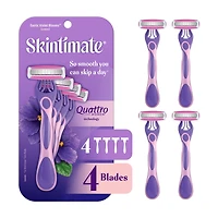 Skintimate Exotic Violet Blooms 4 Blade Disposable Razor, 4 ct