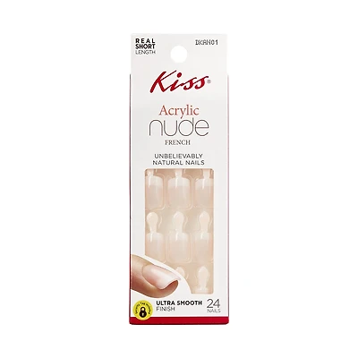KISS Salon Acrylic Nude French Manicure Natural Ultra-Smooth Fake Nails