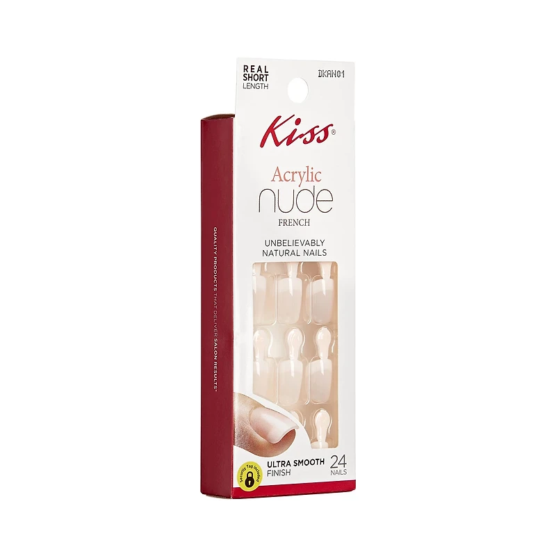 KISS Salon Acrylic Nude French Manicure Natural Ultra-Smooth Fake Nails
