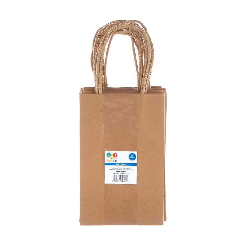 Gift Bags, Brown, 10 Pack
