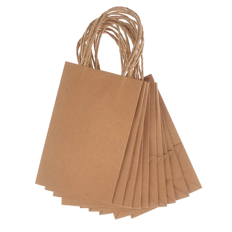 Gift Bags, Brown, 10 Pack