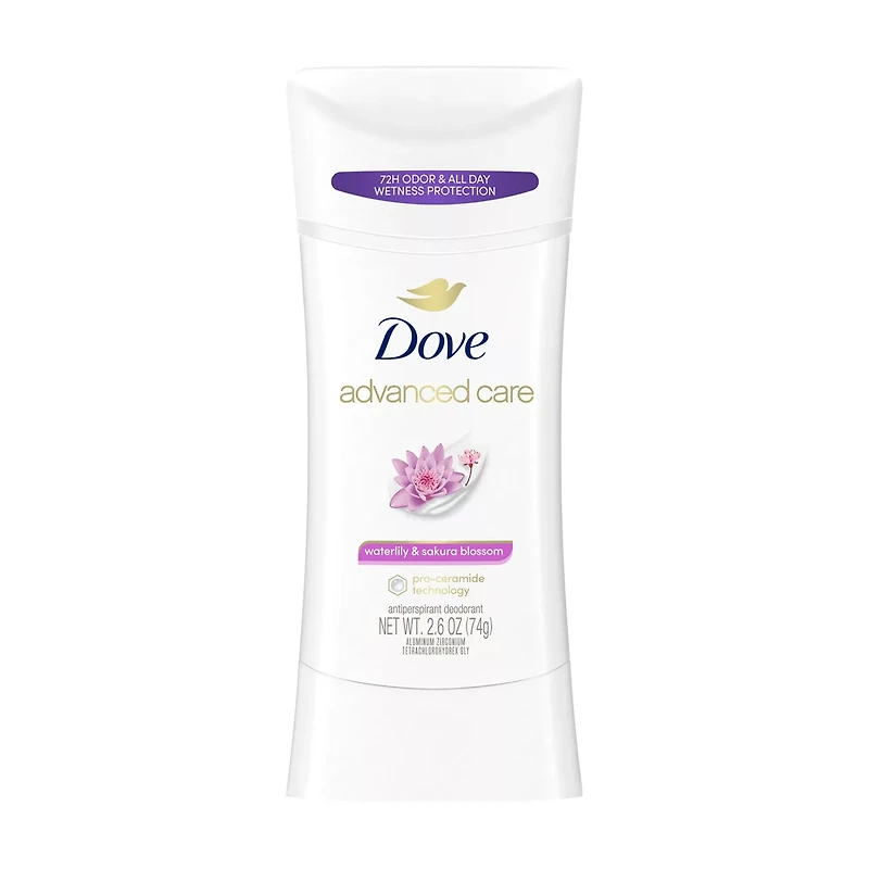 Dove Advanced Care Antiperspirant Deodorant, Waterlily and Sakura Blossom, 2.6 oz