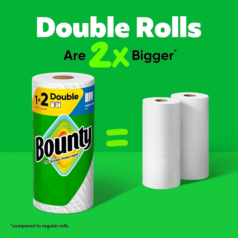 Bounty Paper Towels Select-A-Size White, 2 Double Rolls, 82 Sheets Per Roll