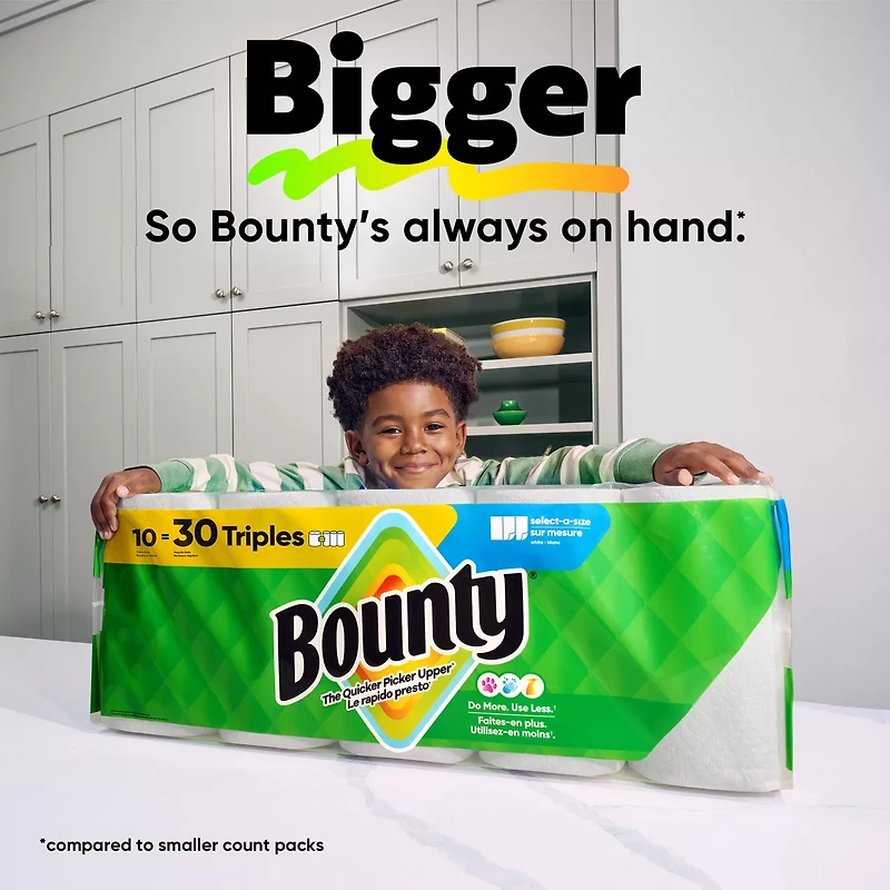 Bounty Paper Towels Select-A-Size White, 2 Double Rolls, 82 Sheets Per Roll