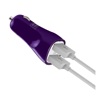 GENTEK Purple Dual-Port USB Car Charger