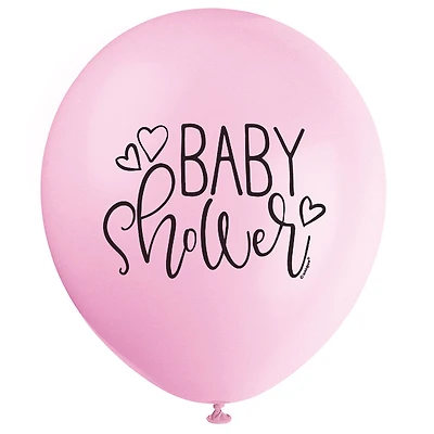 12" Latex Petal Pink Baby Shower Balloon