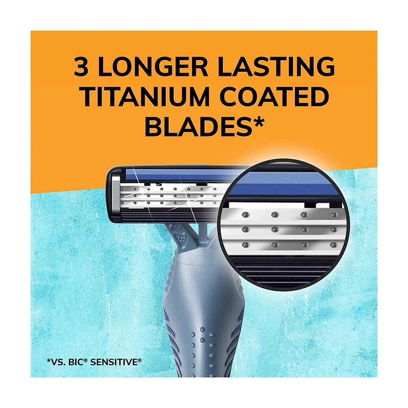 BIC Flex 3 Titanium Men's Disposable Razors, 3 ct