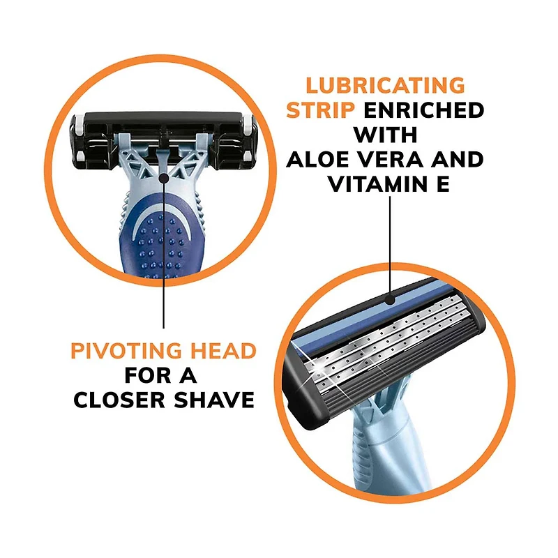 BIC Flex 3 Titanium Men's Disposable Razors, 3 ct