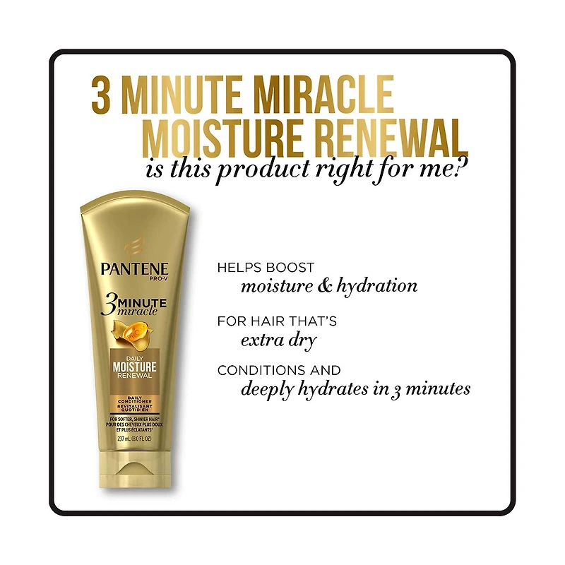 Pantene Daily Moisture Renewal 3 Minute Miracle Daily Conditioner, 6.0 fl. oz.