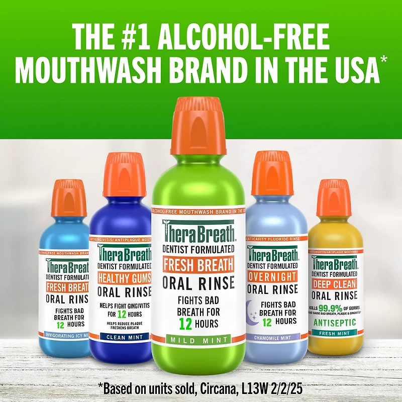 TheraBreath Fresh Breath Mouthwash, Mild Mint, Alcohol-Free, 10 fl oz
