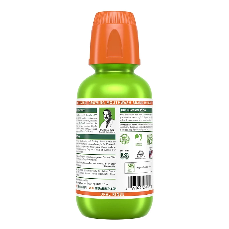 TheraBreath Fresh Breath Mouthwash, Mild Mint, Alcohol-Free, 10 fl oz