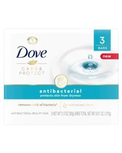 Dove Care & Protect Antibacterial Beauty Bar, 3.75 oz, 3 pk