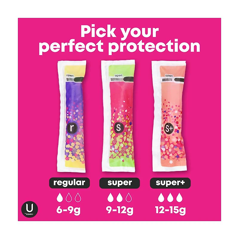 U by Kotex Click Compact Multipack Tampons, Regular/Super/Super Plus, Unscented, 30 Count