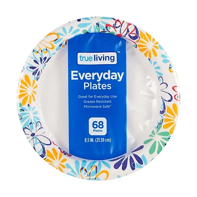 Trueliving Paper Plates, 8.5 in, 68 Count