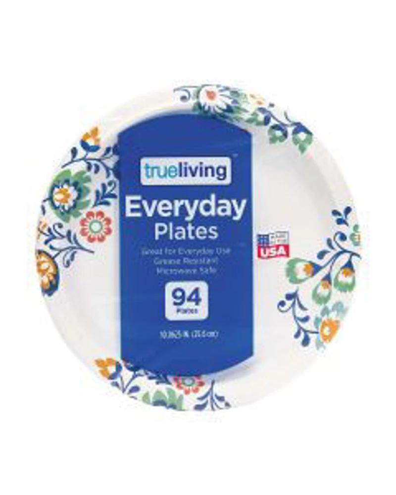 True Living Everyday Paper Plates, 94 Count