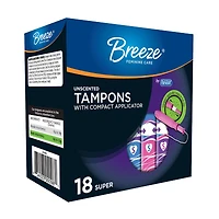 Rexall Breeze Tampons with Compact Applicator, Unscented Super, 18 ct