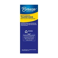 Breeze Unscented Plastic Tampons, Regular, 20 ct