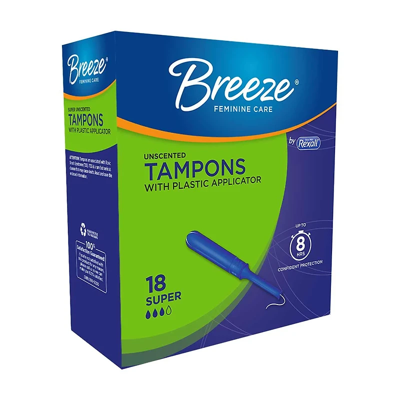 Breeze Unscented Tampons, Super Plus, 18 ct