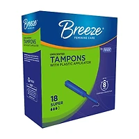 Breeze Unscented Tampons, Super Plus, 18 ct