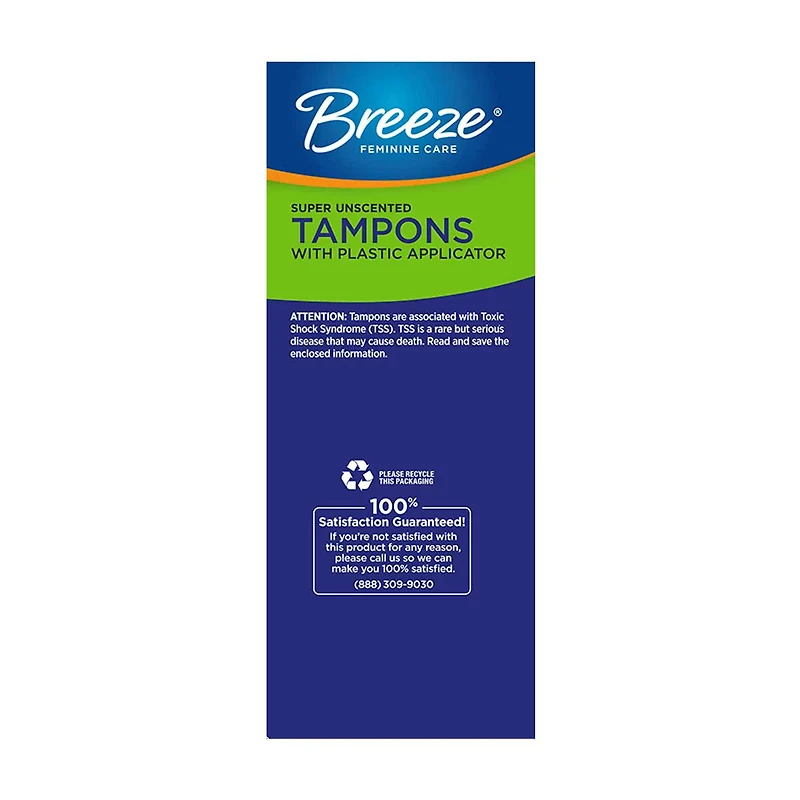 Breeze Unscented Tampons, Super Plus, 18 ct