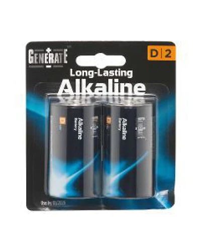 Generate D Long-Lasting Alkaline Battery, 2 ct