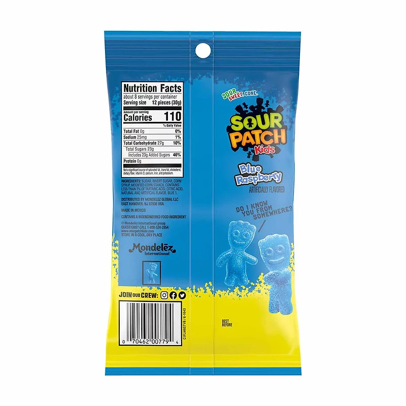 SOUR PATCH KIDS Blue Raspberry Soft & Chewy Candy, 8 oz