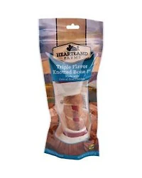 Heartland Farms Triple Flavor Knotted Bone, 8 Inches