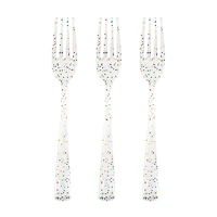 321 Party! Rainbow Glitter Plastic Forks, 18 Count