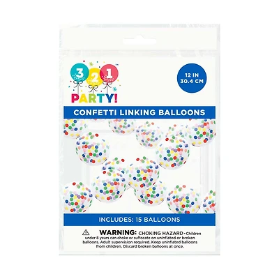 321 Party! Confetti Linking Balloons, 15 Count