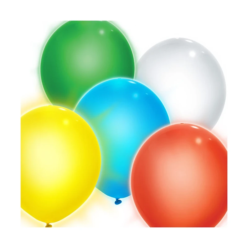 illooms 9 in Assorted Bold LED Light Up Balloons, 5 Count