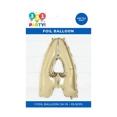 Golden Foil Letter 'A' Balloon, 14 Inches