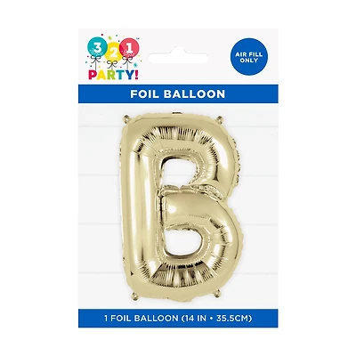Golden Foil Letter 'B' Balloon, 14 Inches