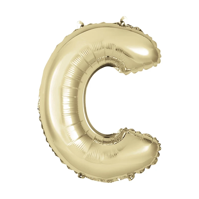 Golden Foil Letter 'C' Balloon, 14 Inches
