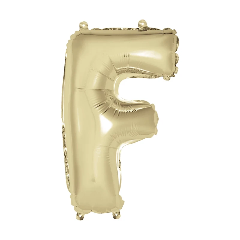 Golden Foil Letter 'F' Balloon, 14 Inches