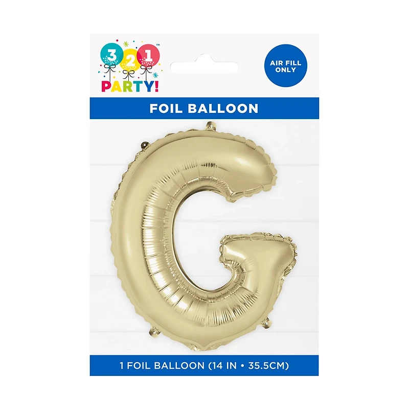 Golden Foil Letter 'G' Balloon, 14 Inches