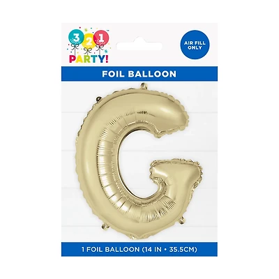 Golden Foil Letter 'G' Balloon, 14 Inches
