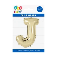Golden Foil Letter 'J' Balloon, 14 Inches