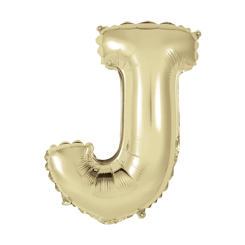 Golden Foil Letter 'J' Balloon, 14 Inches