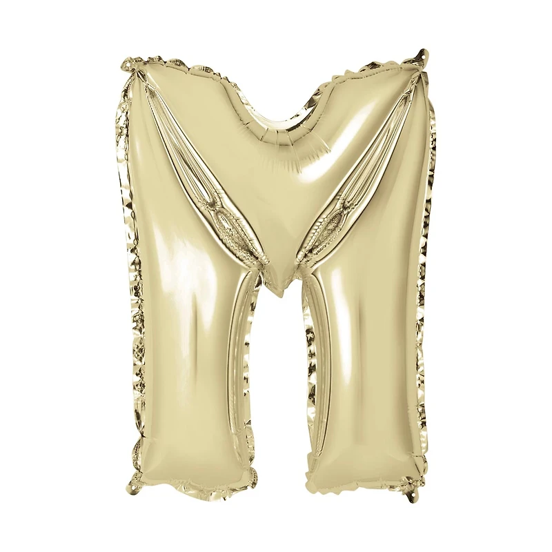 Golden Foil Letter 'M' Balloon, 14 Inches