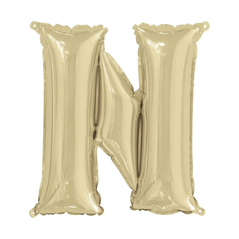 Golden Foil Letter 'N' Balloon, 14 Inches