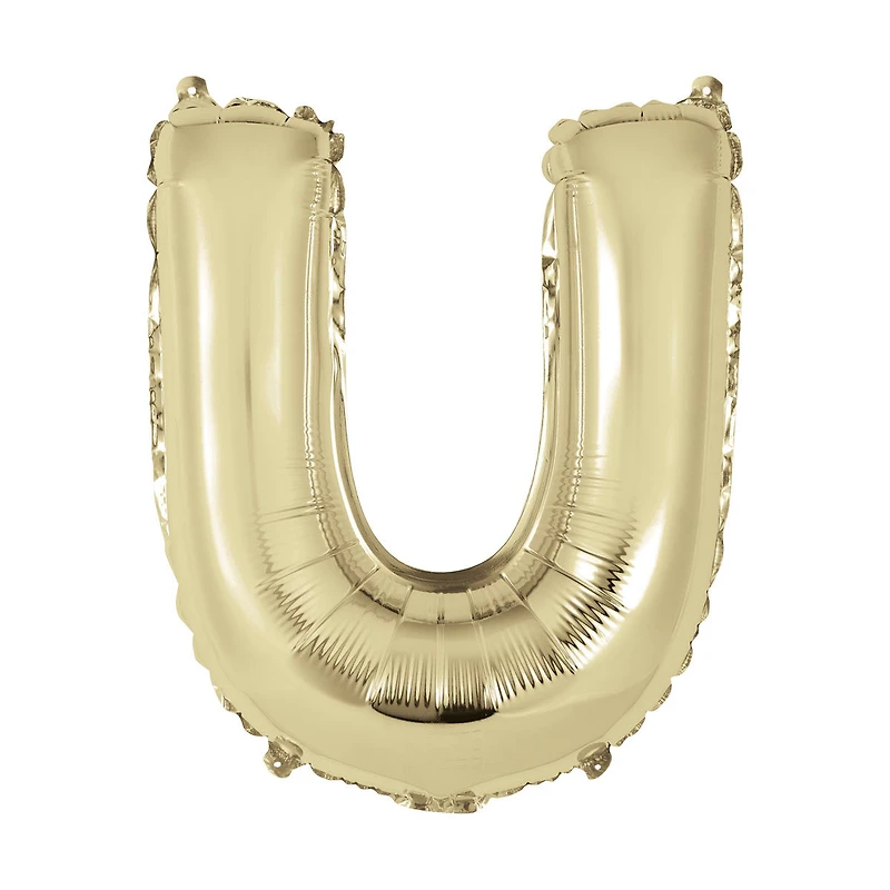 Golden Foil Letter 'U' Balloon, 14 Inches