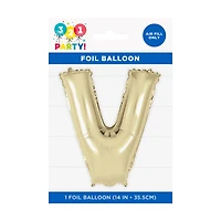 Golden Foil Letter 'V' Balloon, 14 Inches