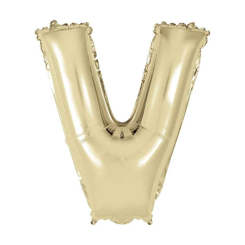 Golden Foil Letter 'V' Balloon, 14 Inches